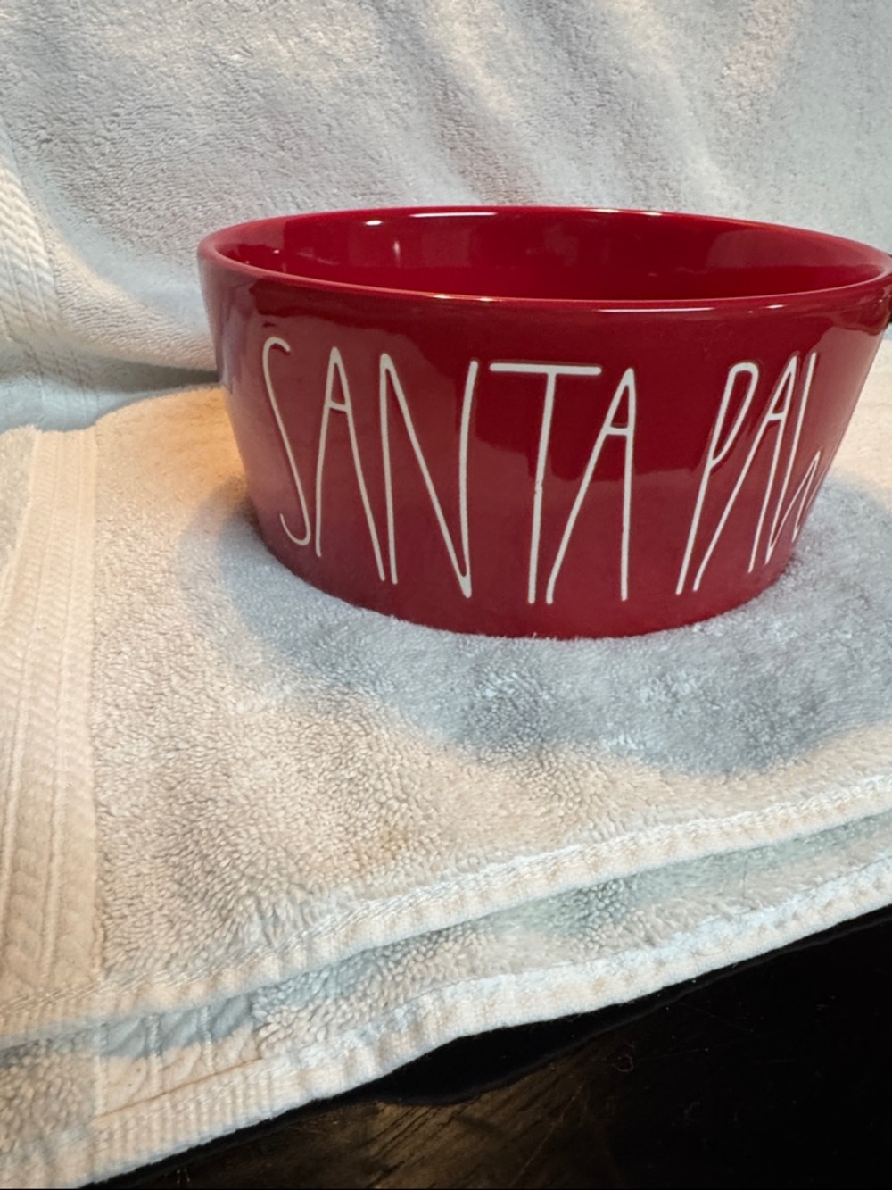 Rae Dunn Red Large 'Santa Paws' Ceramic Bowl